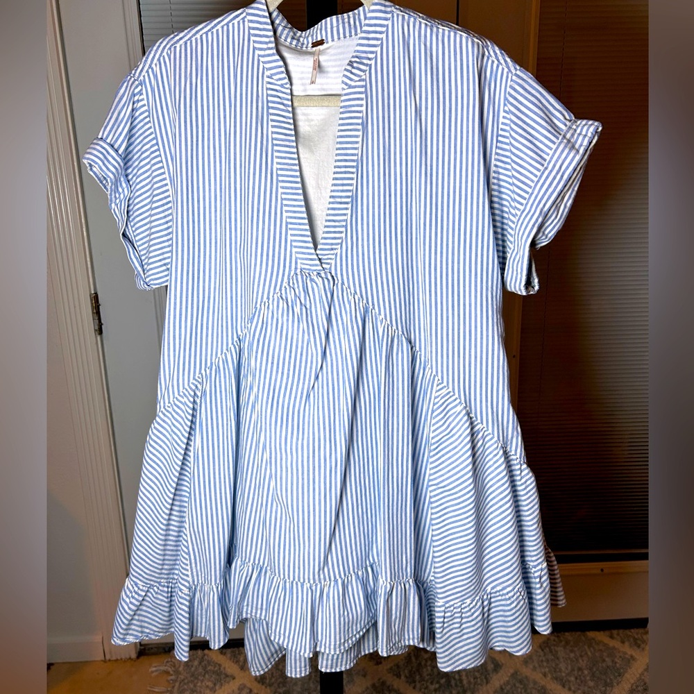 Free People Blue and White Striped dress